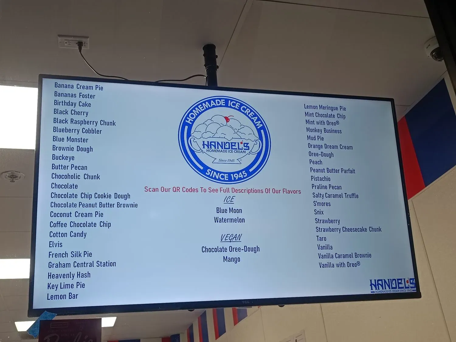 Handel's Homemade Ice Cream Menu - Updated November 2025
