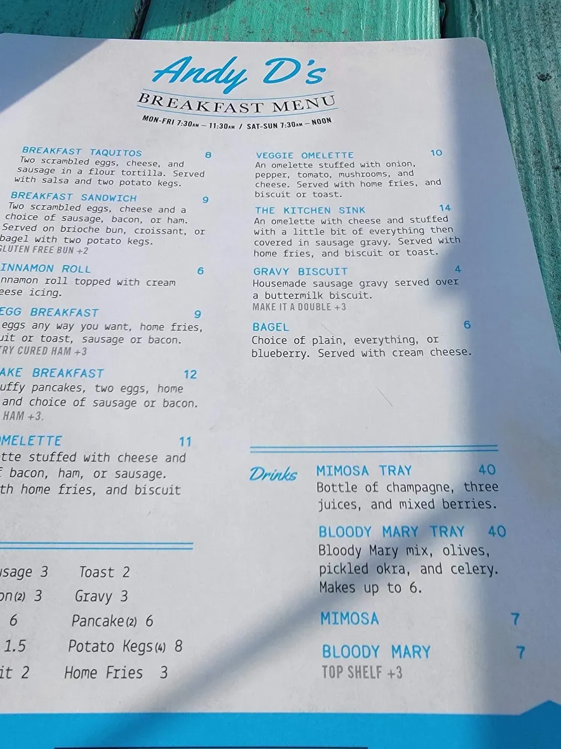 Andy D's Beachside Restaurant & Deck Bar Menu - Updated November 2025