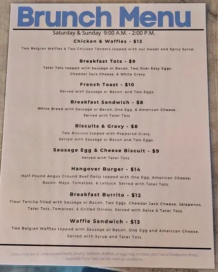 Overtime Cabot Menu | Cabot, AR | Checkle