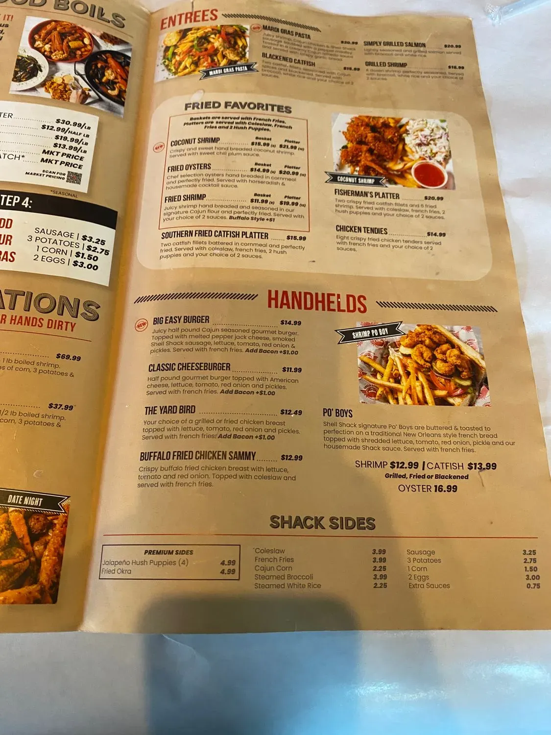 Shell Shack Menu - Updated November 2025