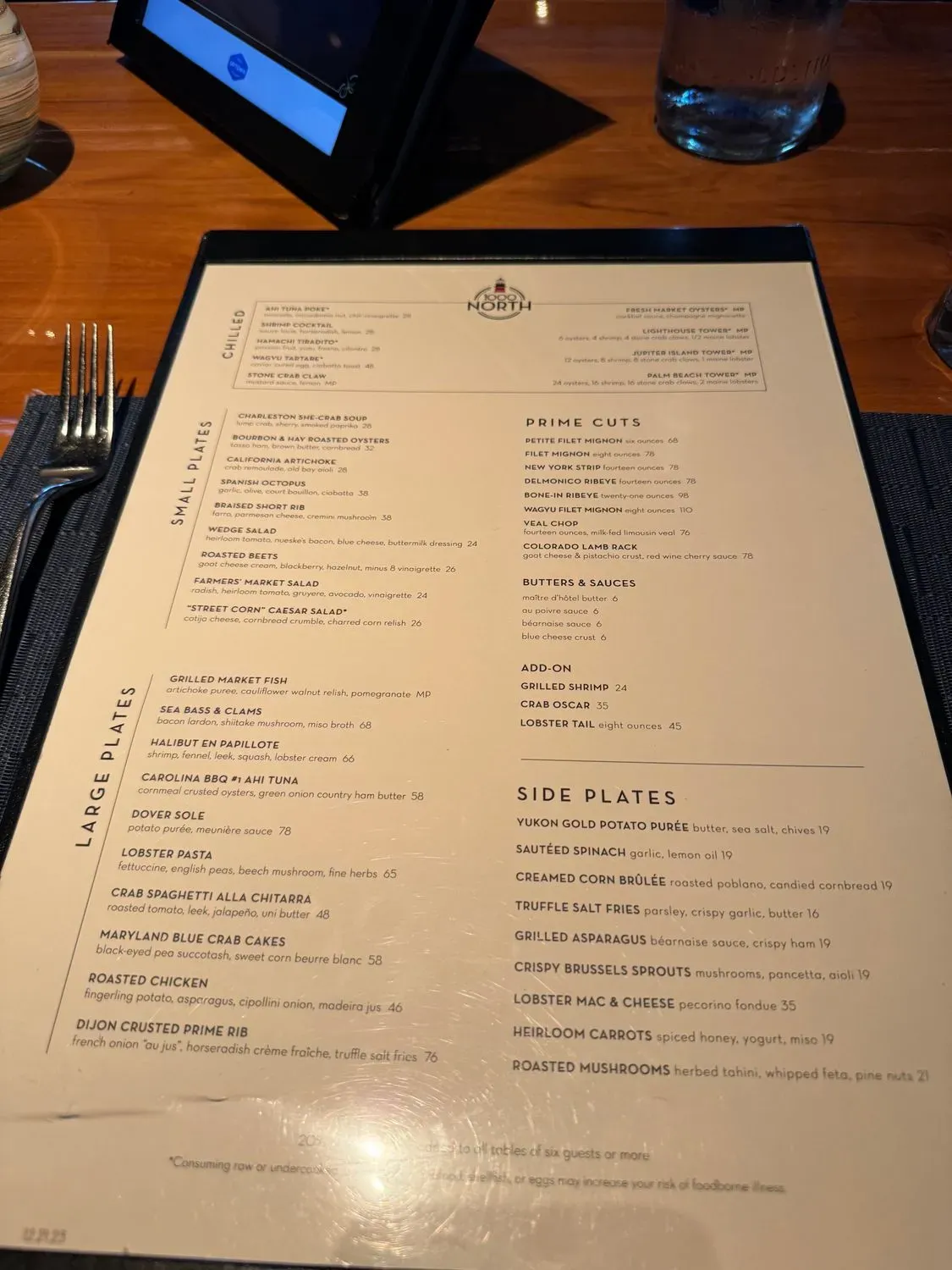 1000 NORTH Menu - Updated November 2025