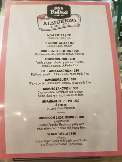 Bar Pintxos Cebu Menu | Mandaue City, Cebu | Checkle