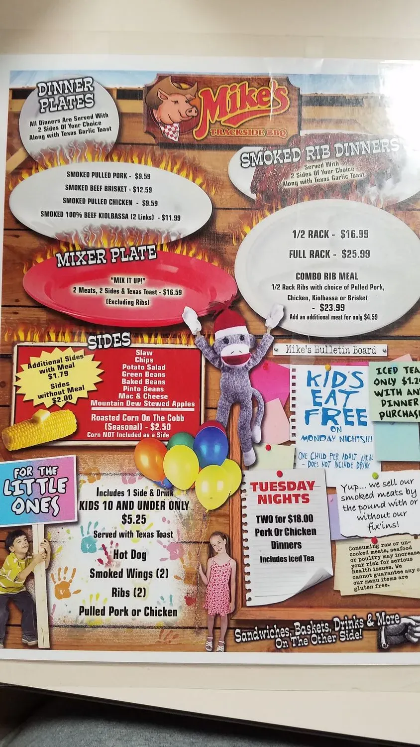 Mike's Trackside BBQ Menu - Updated November 2025