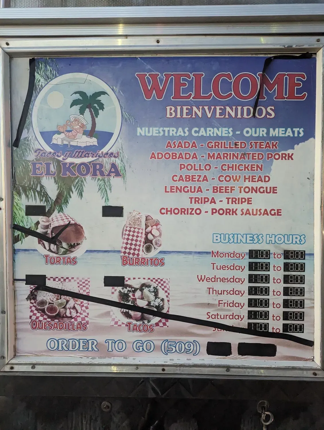 Tacos y Mariscos El Kora Menu - Updated November 2025