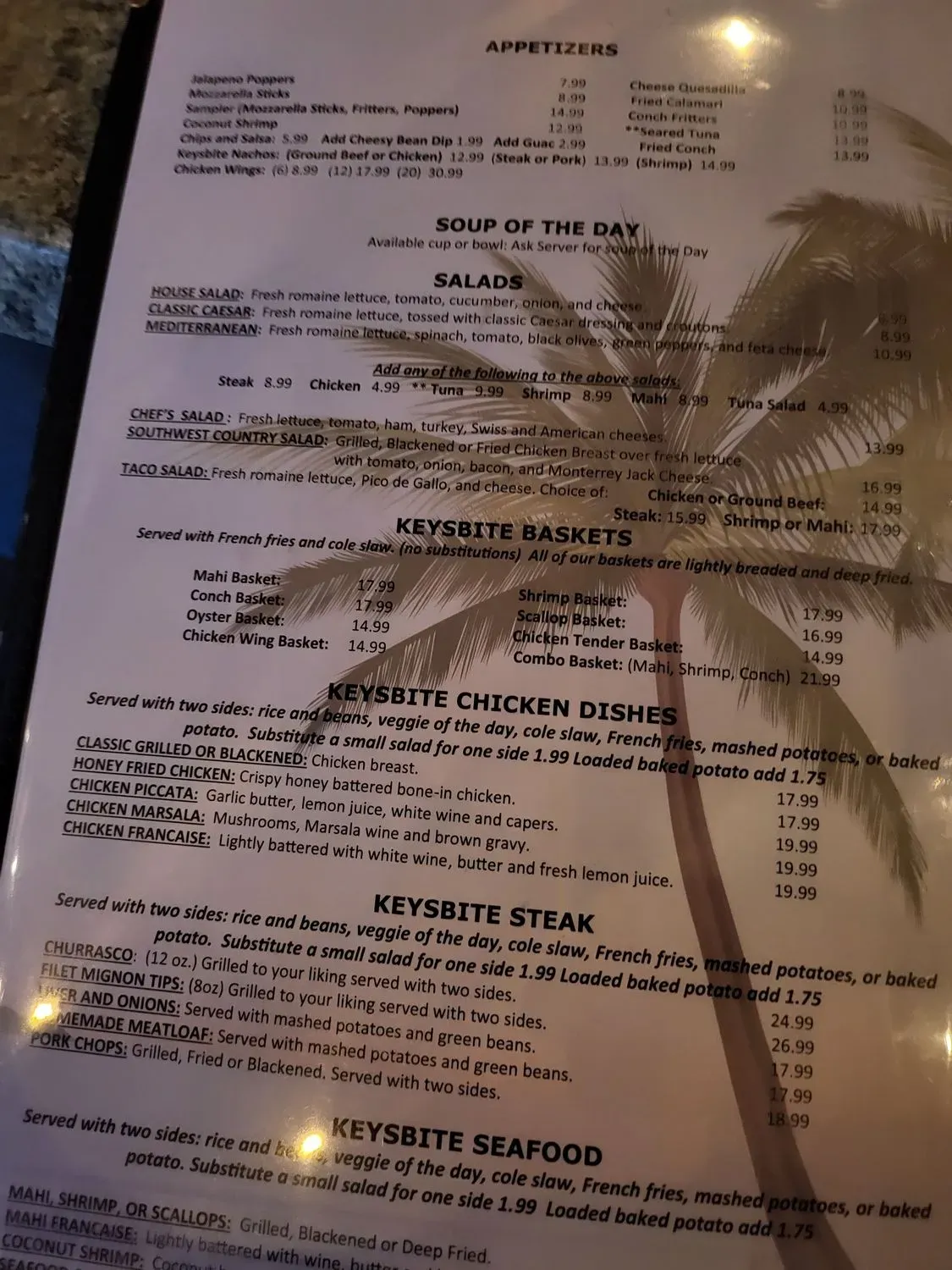 Keys Bite Menu - Updated November 2025