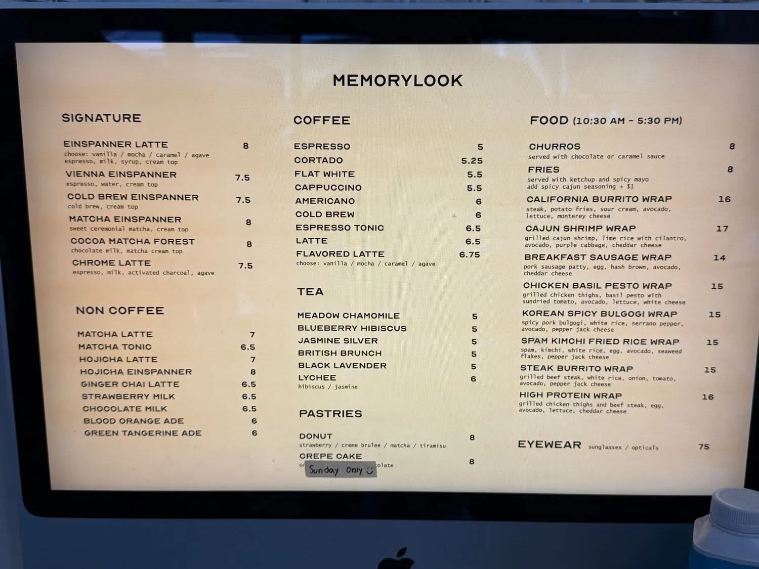MEMORYLOOK Menu - Updated November 2025