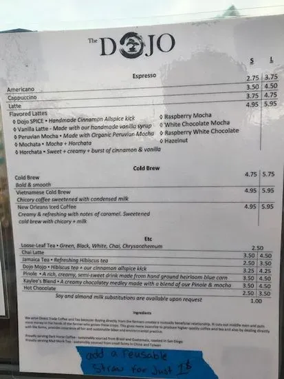 The Dojo Cafe Menu | San Diego, CA | Checkle