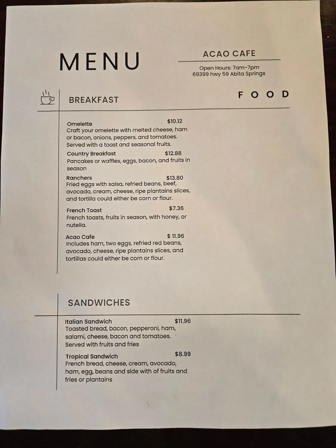 Menu 1