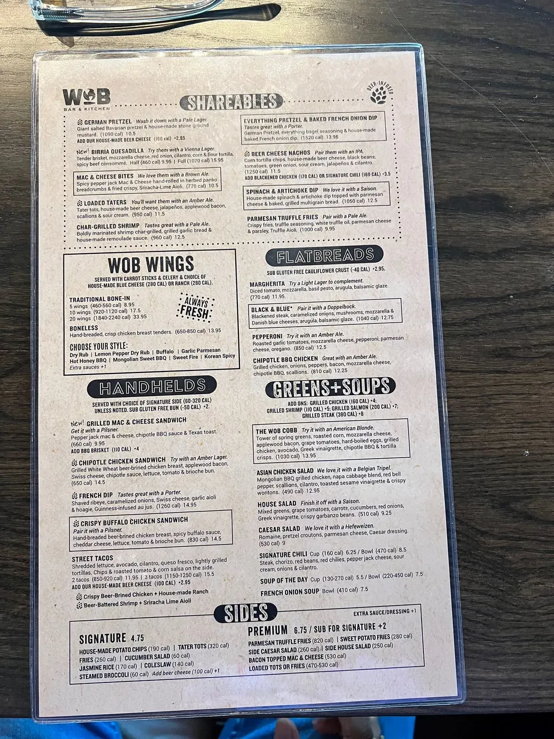 WOB Bar & Kitchen Dallas Grandscape Menu - Updated November 2025