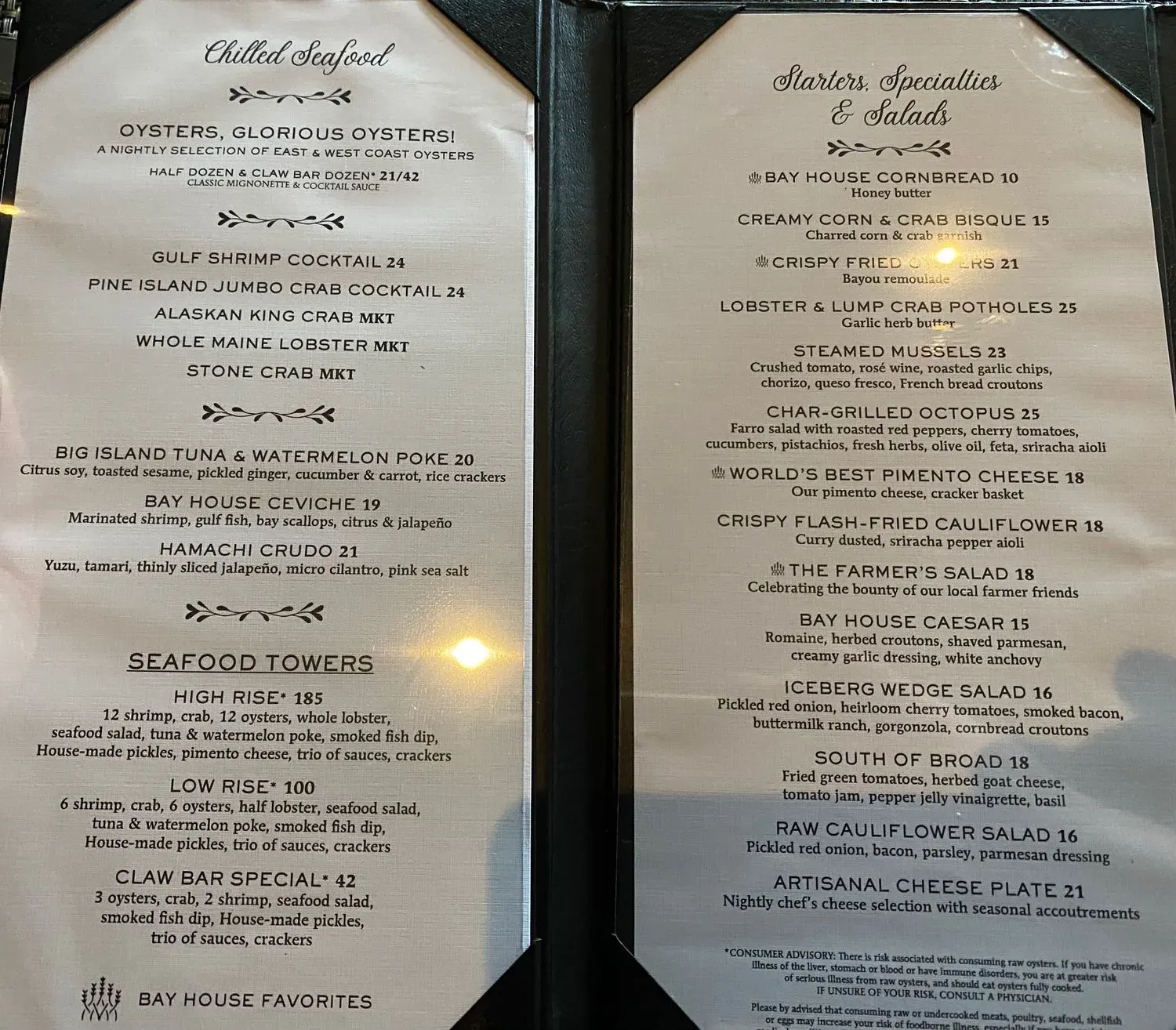 The Bay House Restaurant Menu | Naples, FL | Checkle