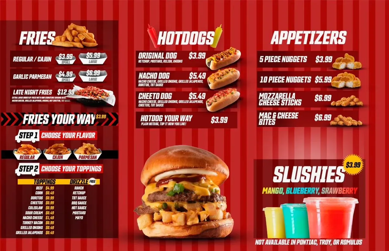 The Burger Truck Romulus Menu