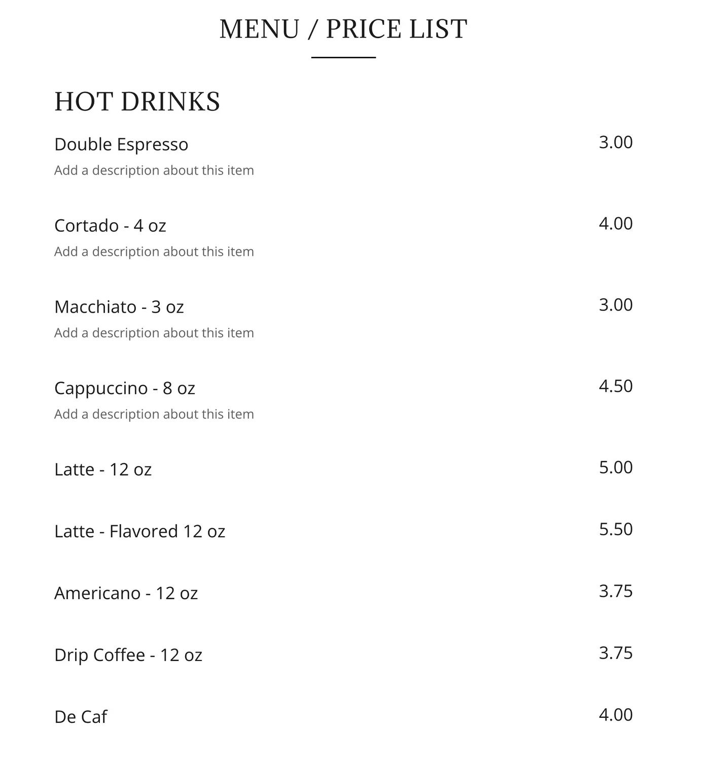 Menu 1