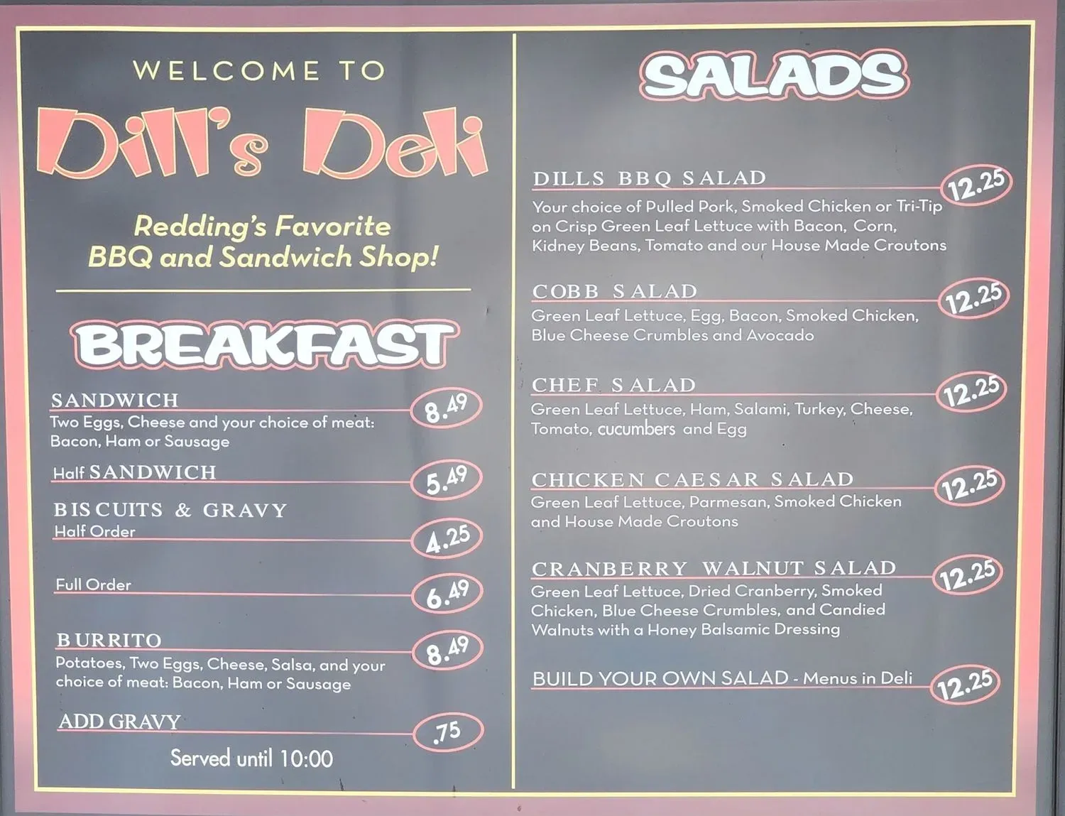 Dill's Deli Menu - Updated November 2025