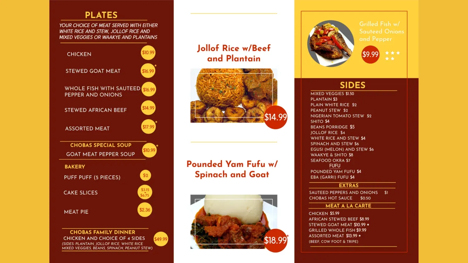 Choba's African Kitchen Menu - Updated November 2025