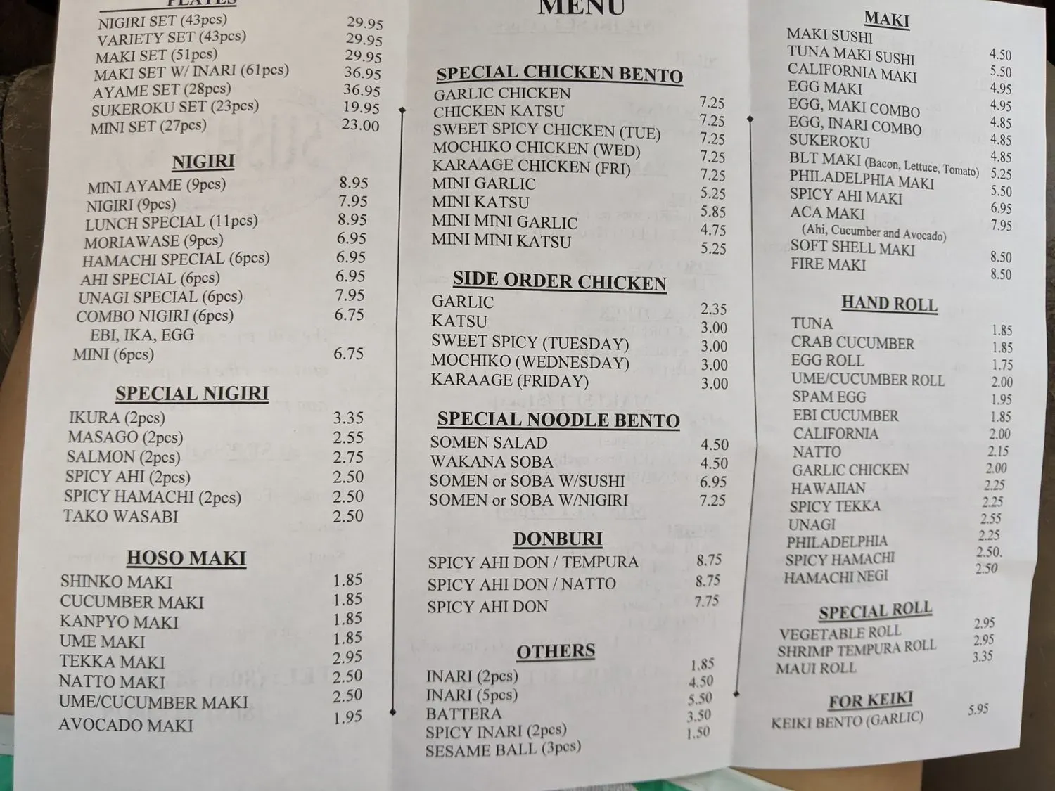 Menu 1