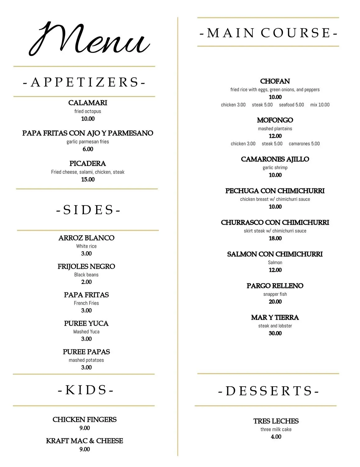 Menu 1