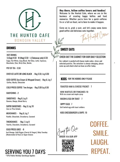 The Hunted Cafe Menu | Bonogin, Queensland | Checkle