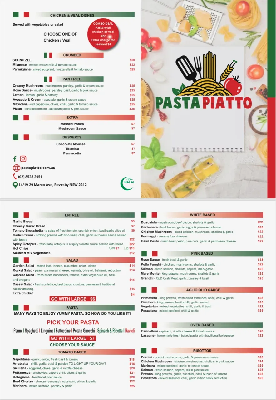 pasta piatto Menu | Revesby, New South Wales | Checkle