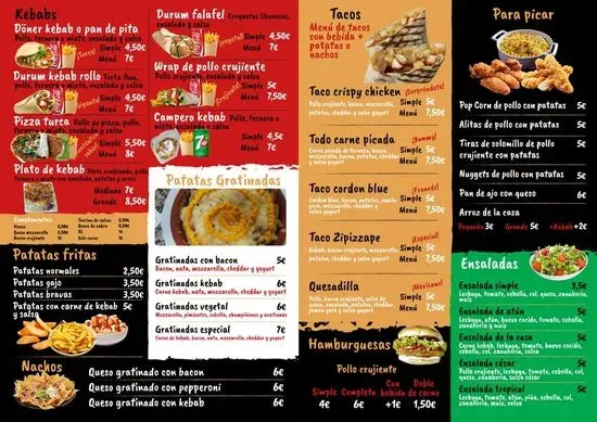 Pizzeria Kebab Tacos ZIPIZZAPE Ronda Menu | Ronda, Málaga | Checkle