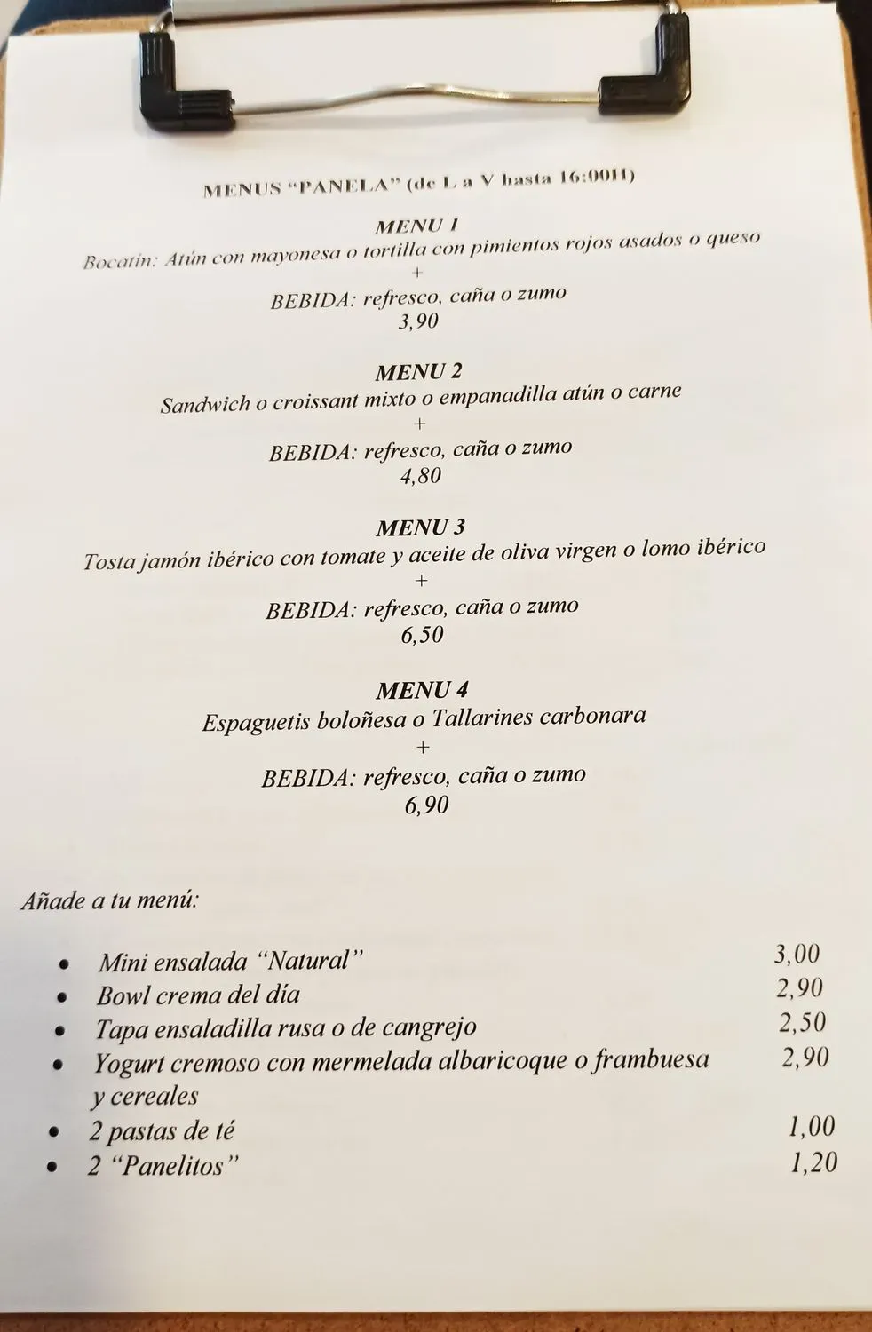 Menu 1