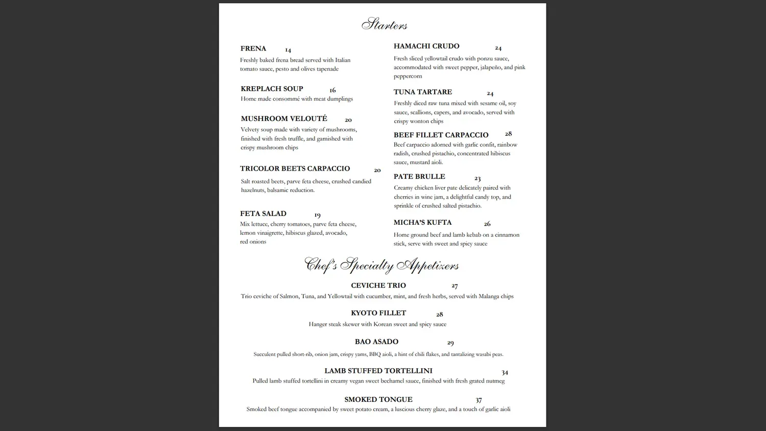 Menu 1