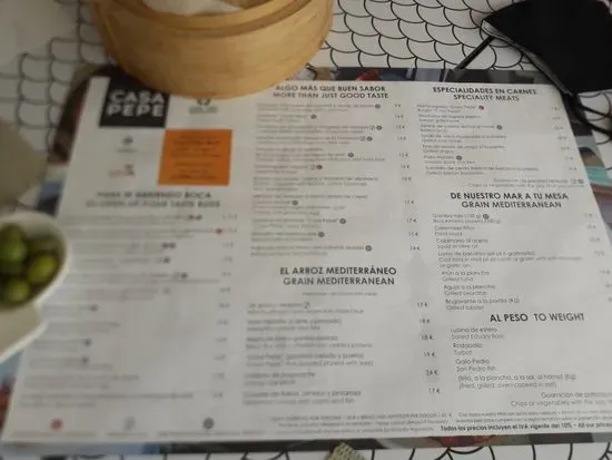 Restaurante Casa Pepe San José Menu | San José, Almería | Checkle