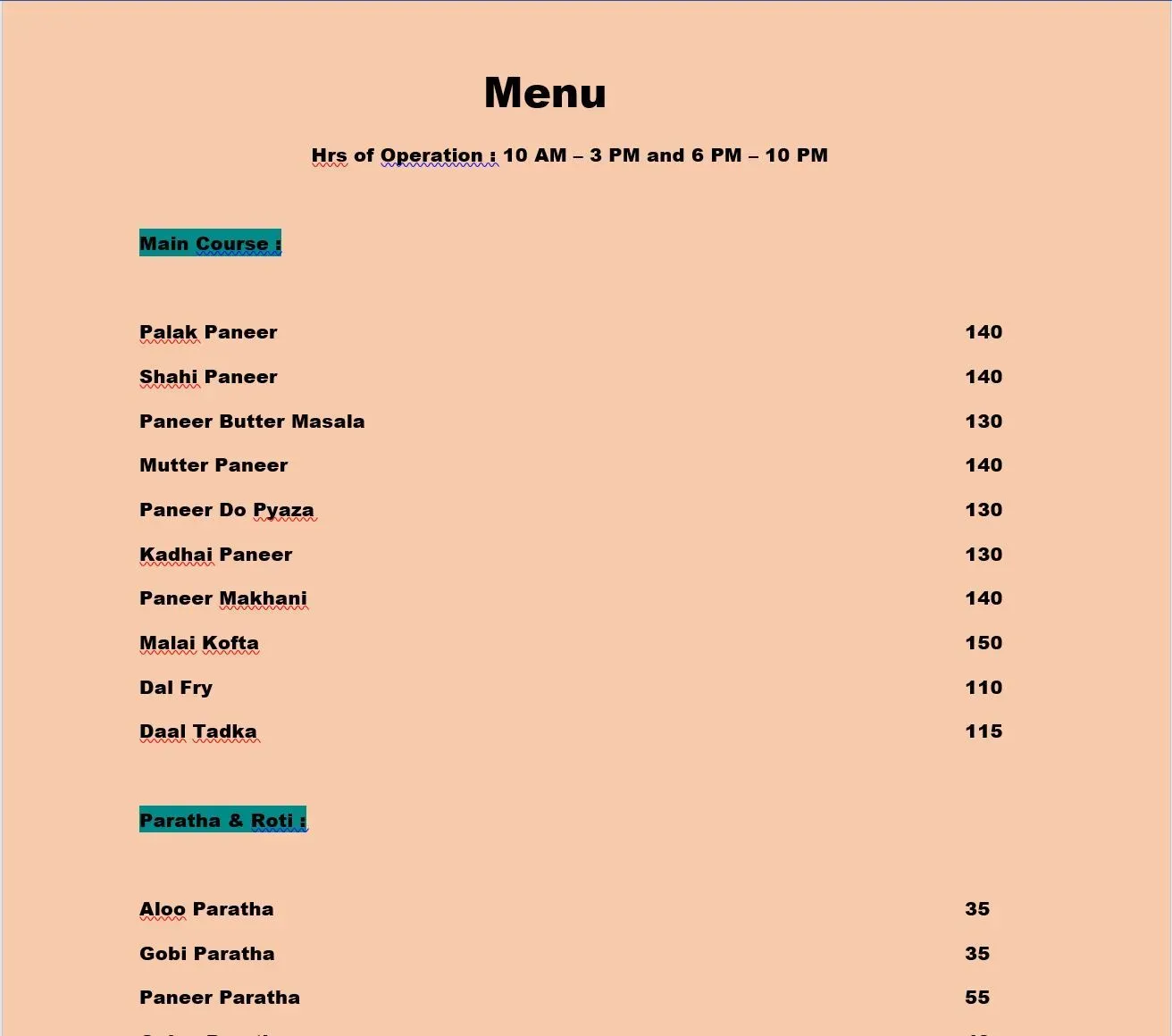 Menu 2