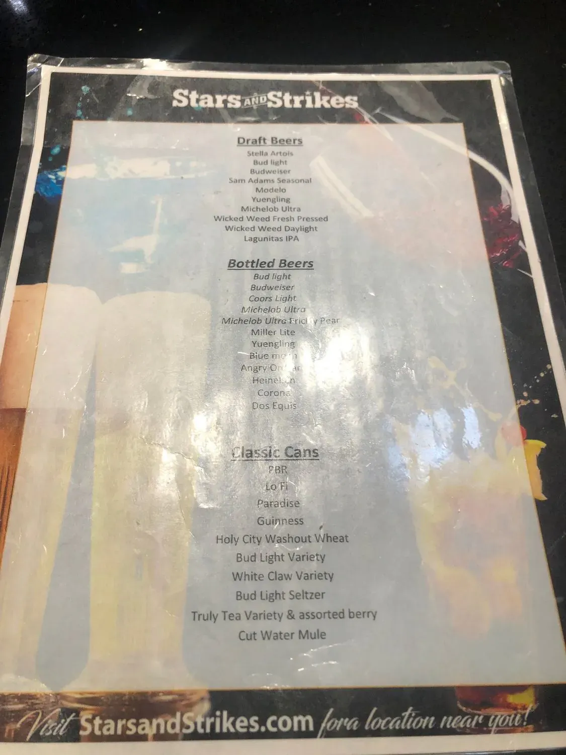 Stars and Strikes Menu - Updated November 2025