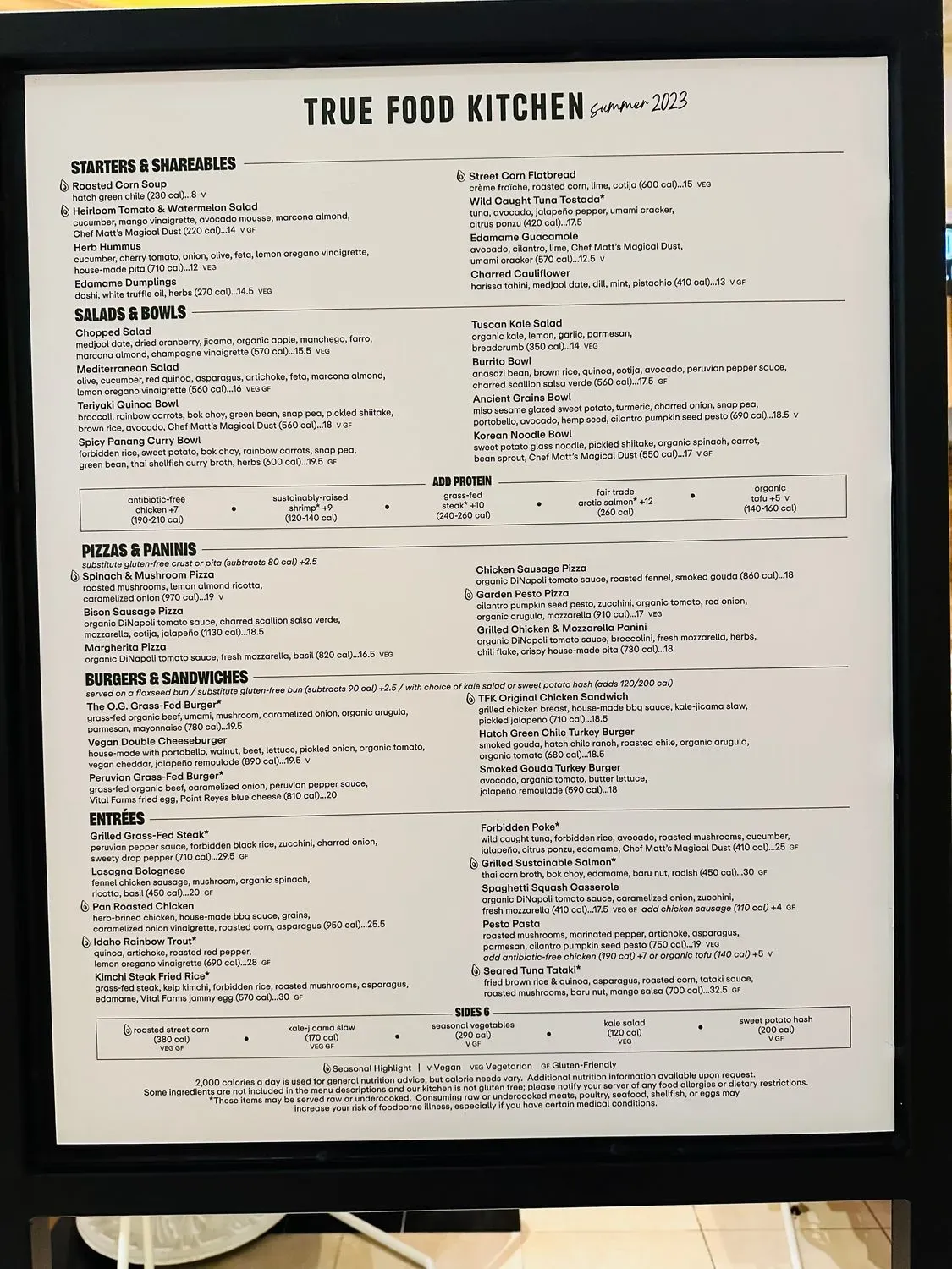 True Food Kitchen Menu - Updated November 2025