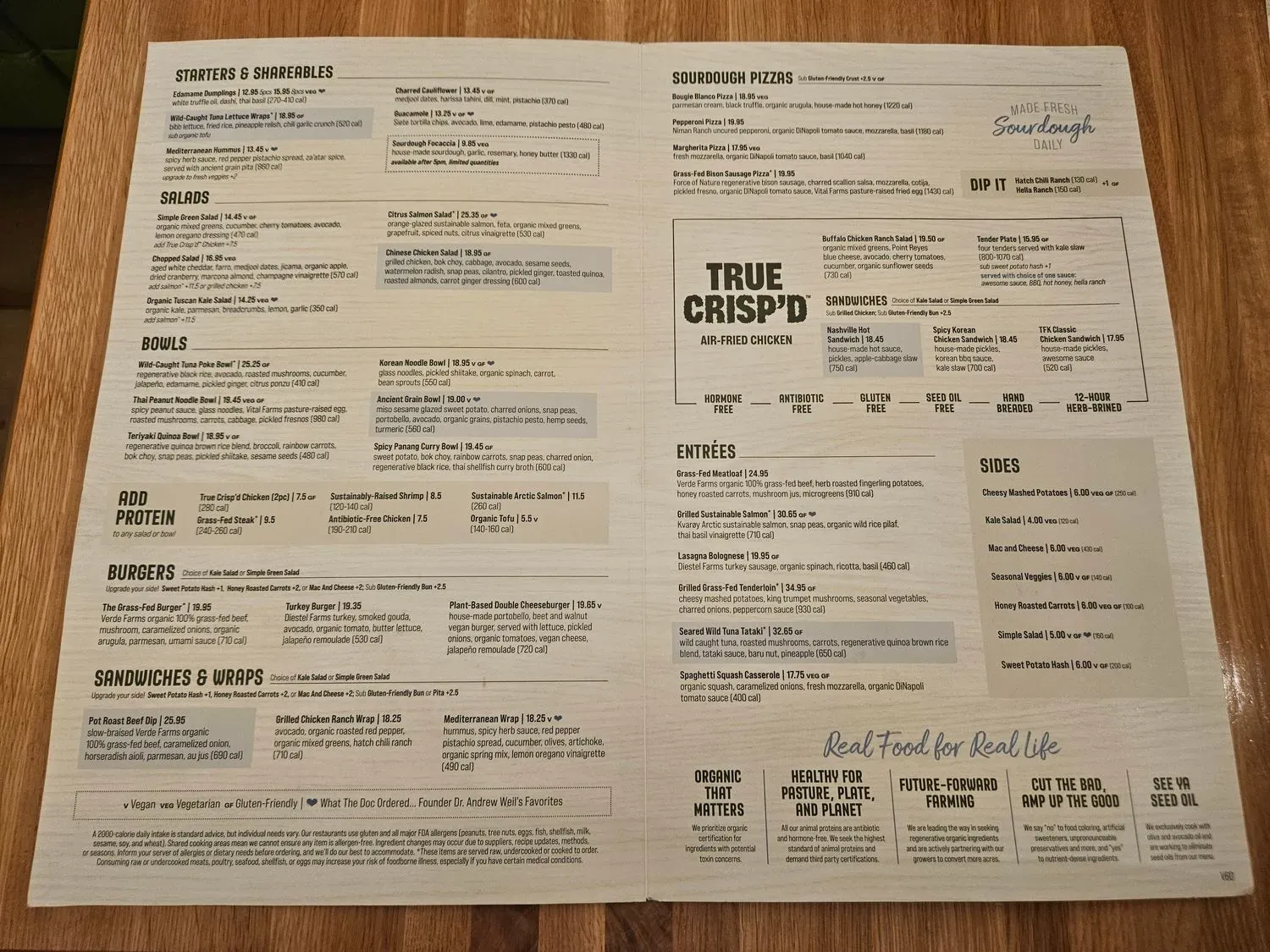True Food Kitchen Menu - Updated November 2025