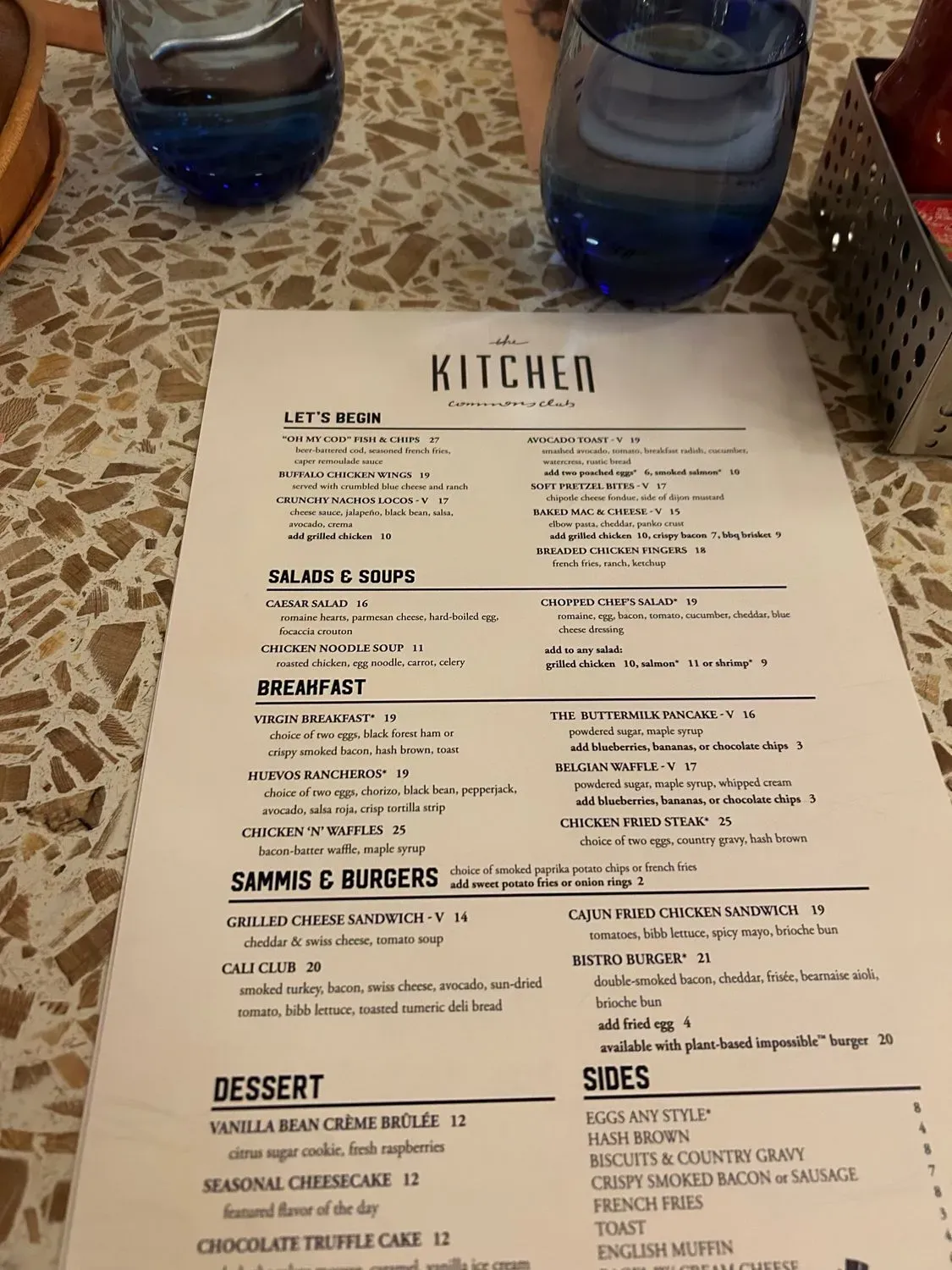 The Kitchen at Commons Club Menu - Updated November 2025