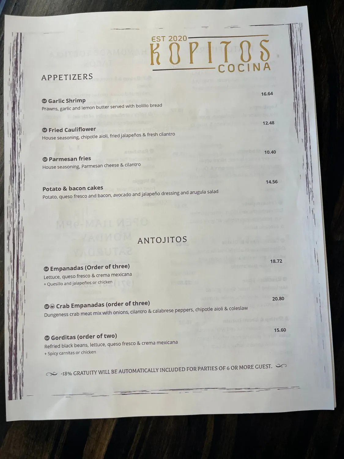 Menu 5