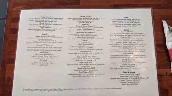 Sergio’s Cucina Italiana & Pizza Menu | Charleston, WV | Checkle