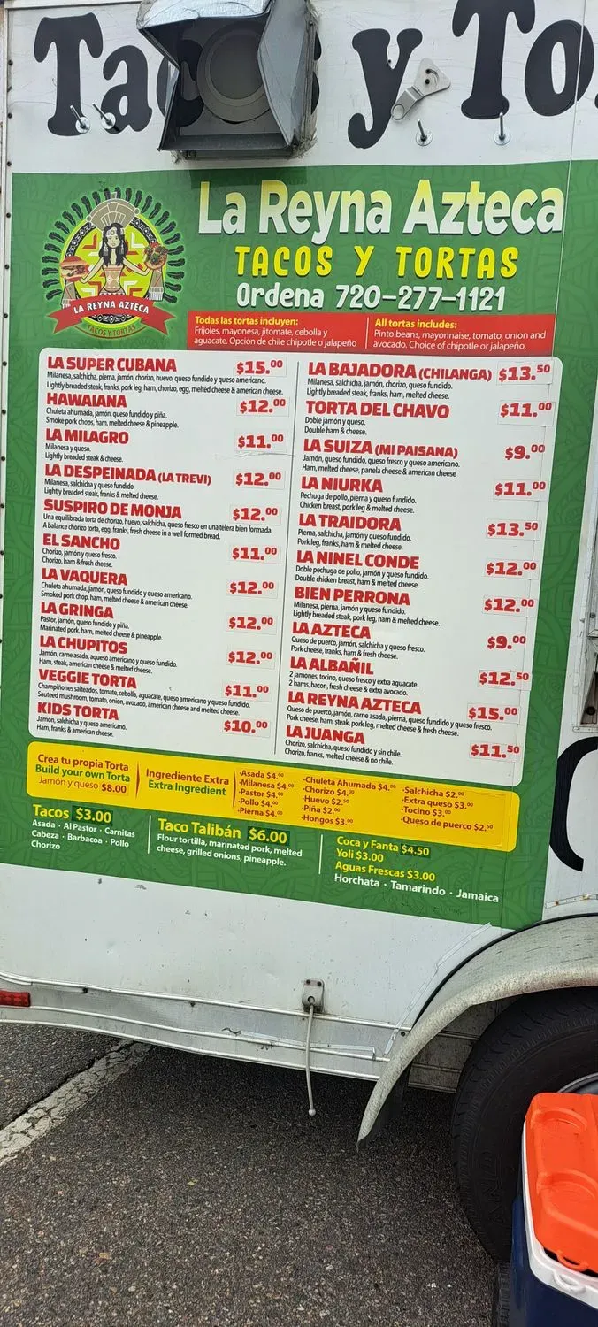 La Reyna Azteca Food Truck Menu - Updated July 2025