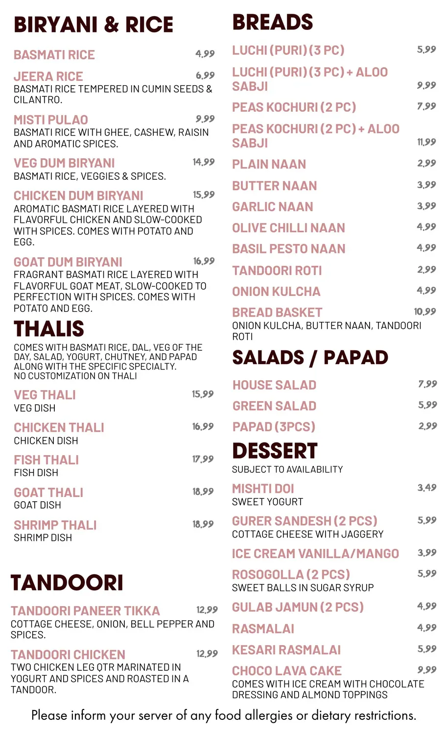 The Eden Gardens (Indian Delicacy) Menu - Updated November 2025