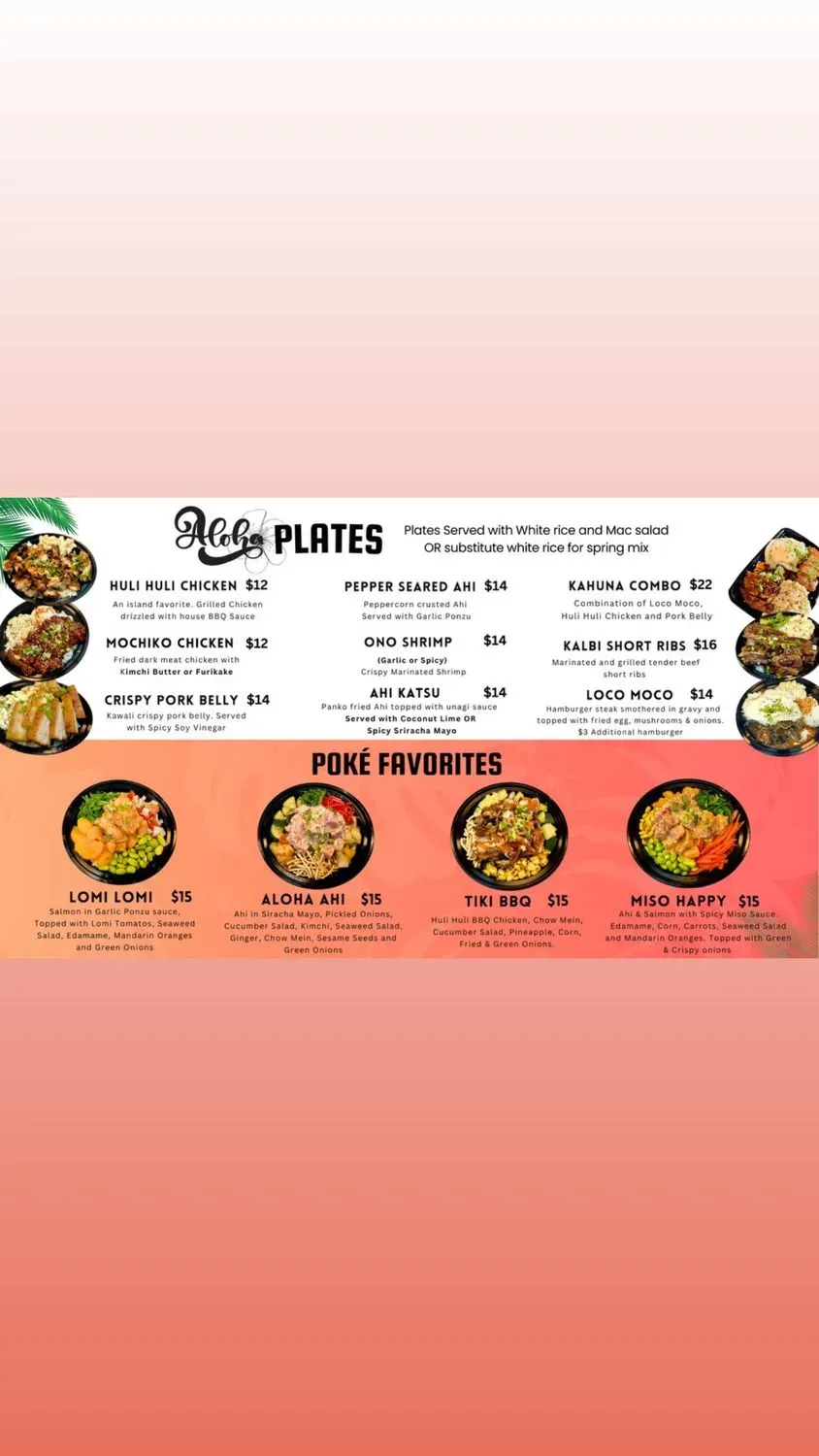 Aloha Hawaiian Kitchen Menu - Updated November 2025