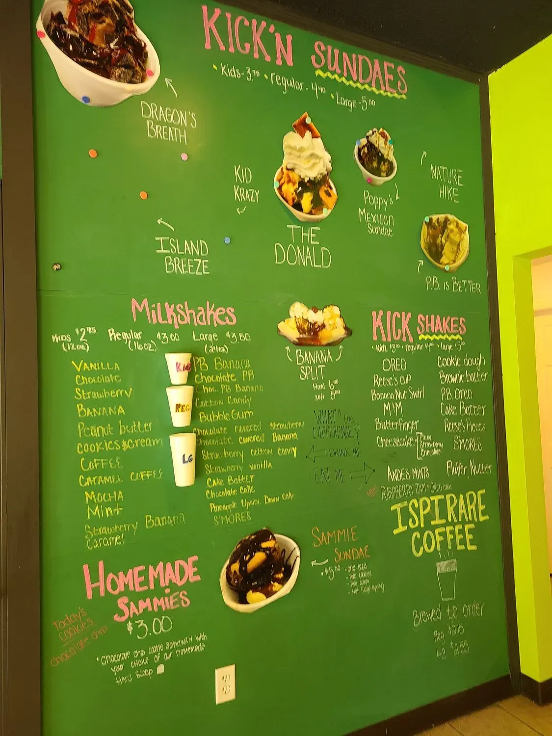KICK - Kristin’s Ice Cream Korner Menu - Updated November 2025