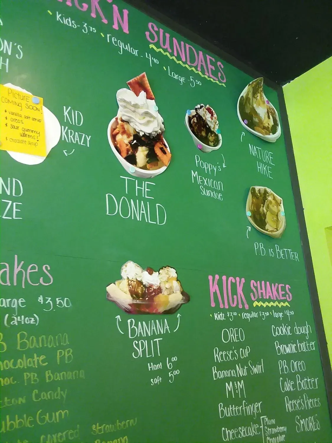 KICK - Kristin’s Ice Cream Korner Menu - Updated November 2025