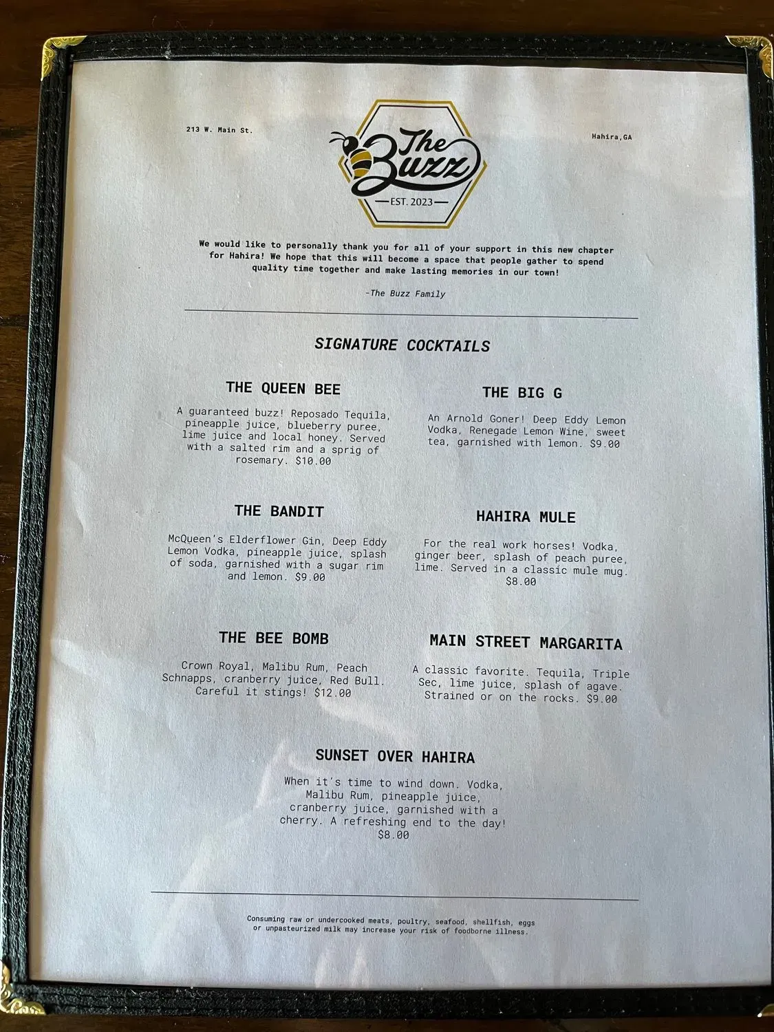 The Buzz Menu - Updated November 2025