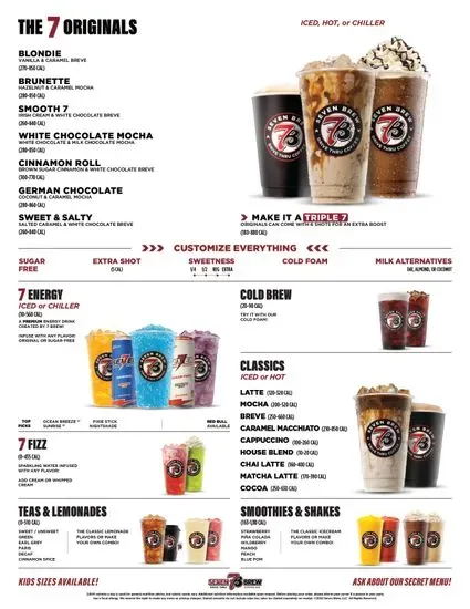 7 Brew Coffee Menu | Enid, OK | Checkle