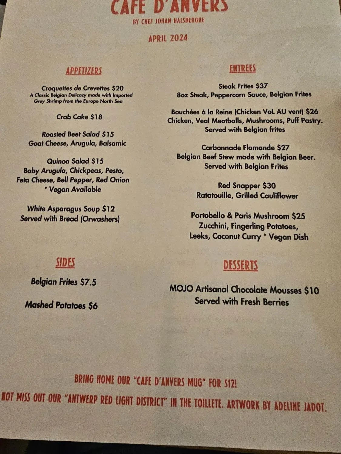 Café d’Anvers Menu - Updated November 2025