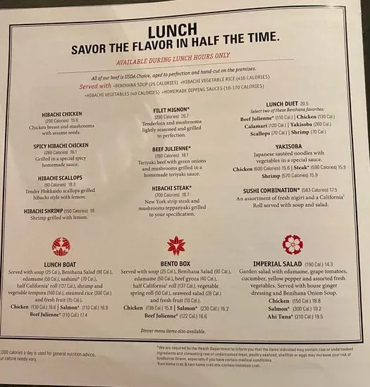 Benihana Menu Dulles, VA Checkle