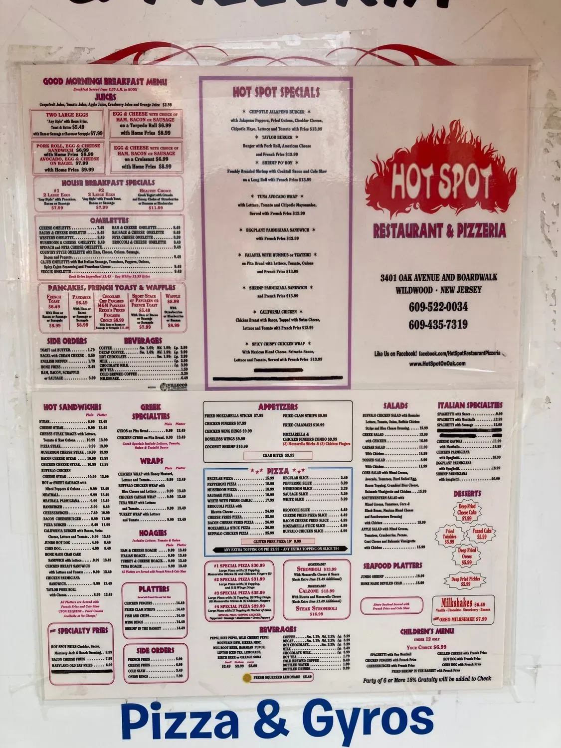 Original Hot Spot Menu - Updated November 2025