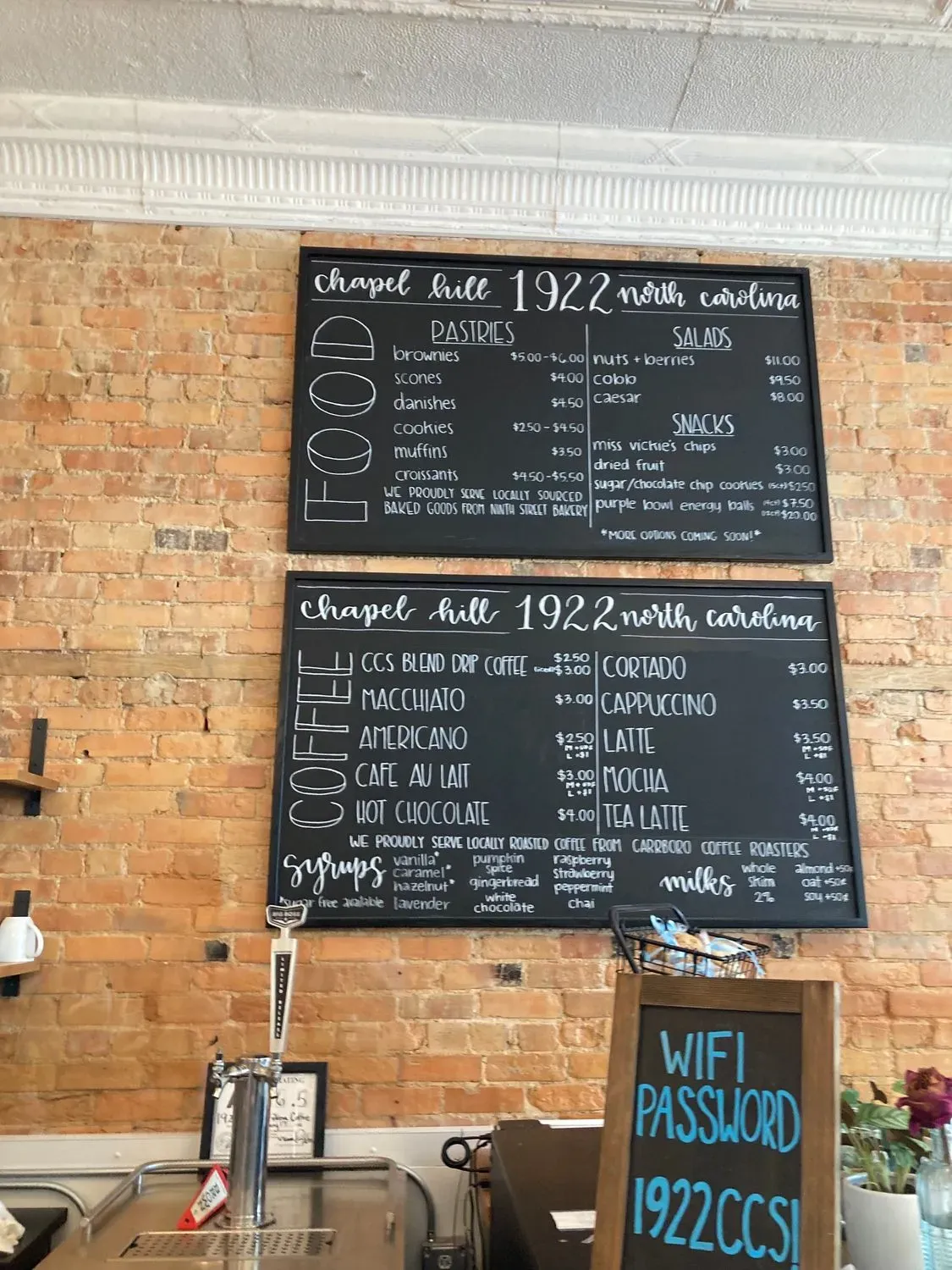 1922 Menu - Updated November 2025
