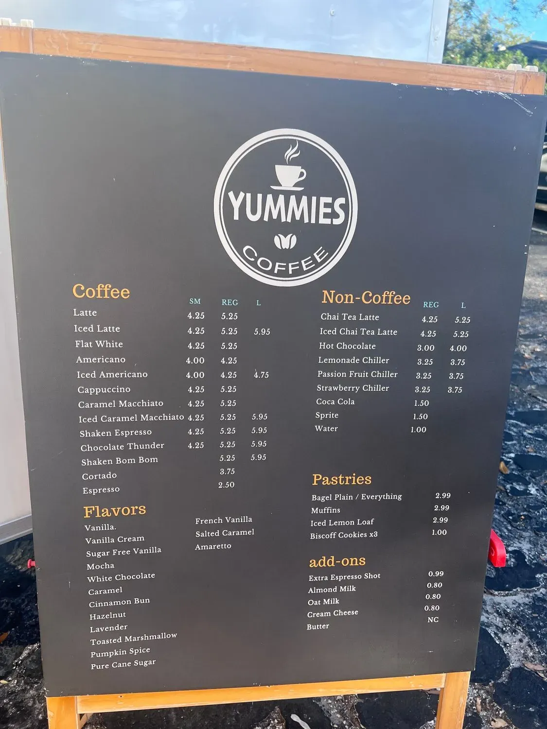 Yummies Coffee Menu - Updated November 2025