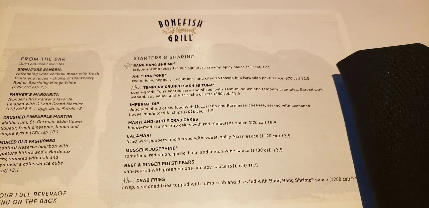Bonefish Grill Menu - Updated October 2025