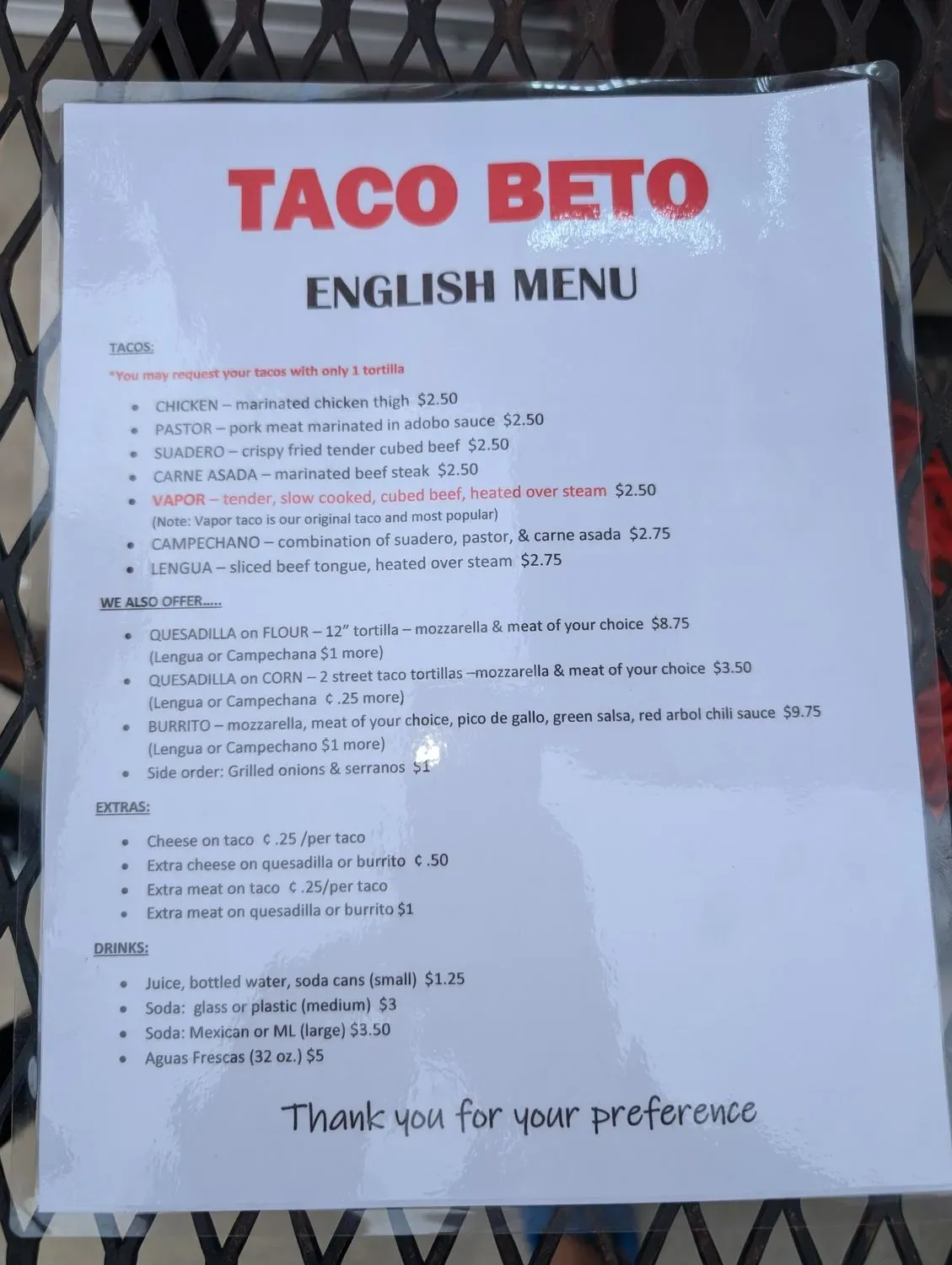 Menu 1