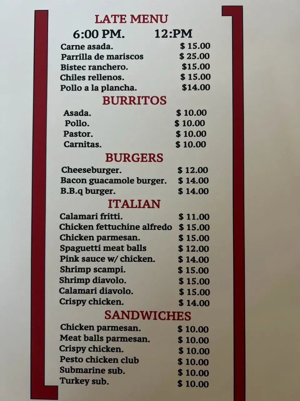 Menu 1