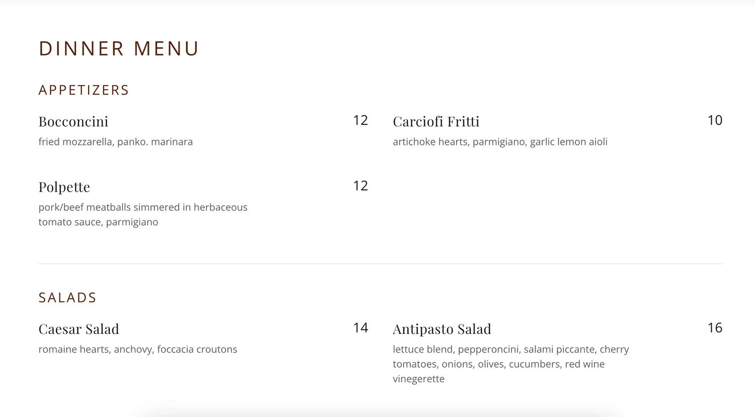 Menu 2