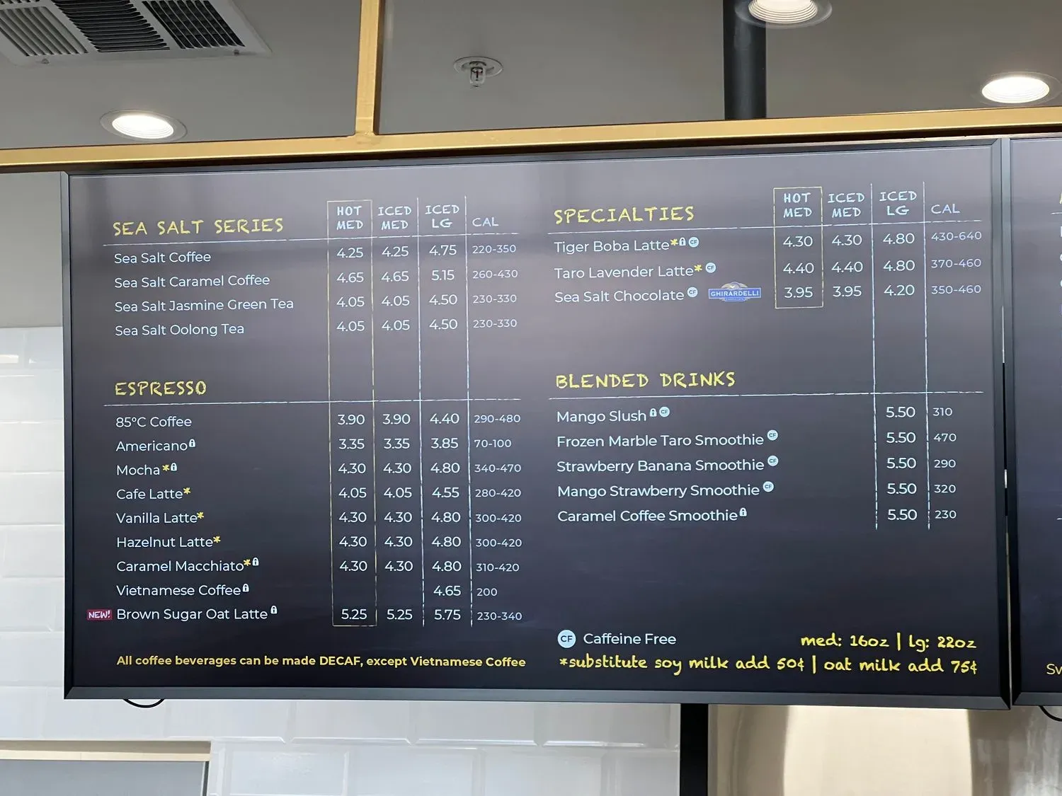 85°C Bakery Cafe - Anaheim Menu - Updated November 2025